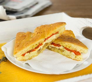 Toasted Focaccia Sandwich with Artichoke and Mozzarella
