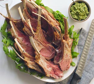 Roasted Rack of Lamb with Mint Pesto